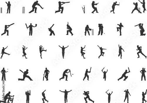 Cricket players silhouette, Cricket silhouette, Cricket player silhouette collection, Cricket svg , Cricket player vector set.