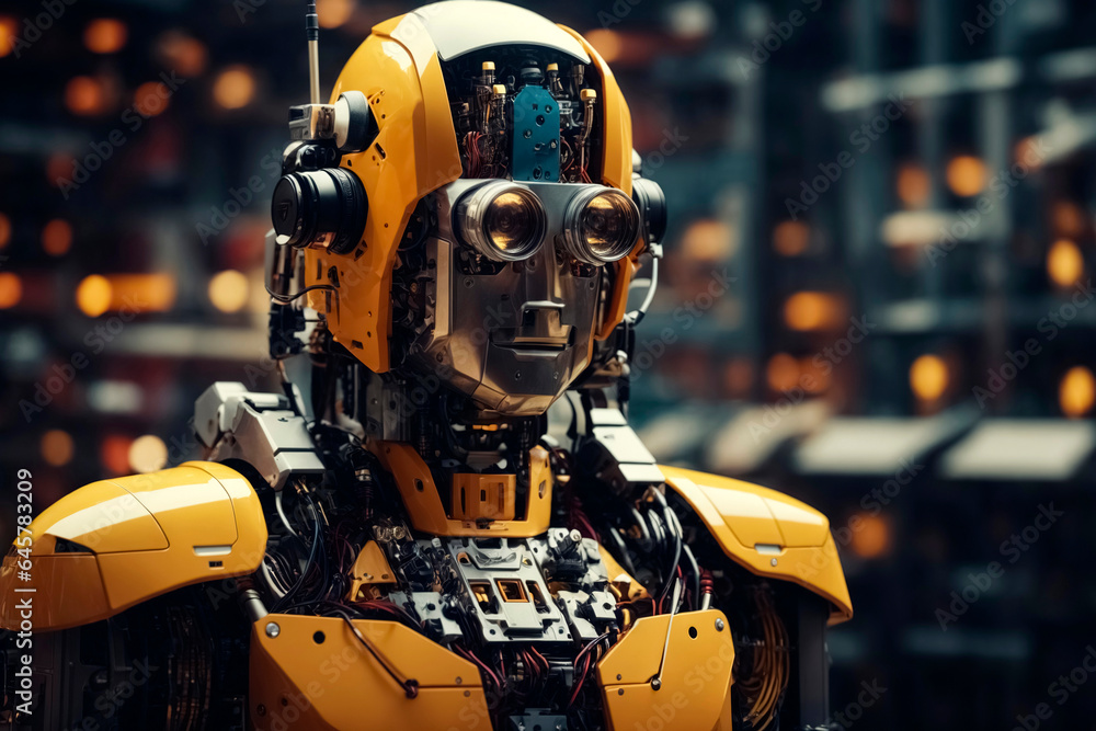 Analog screwed together human-like robot with many details