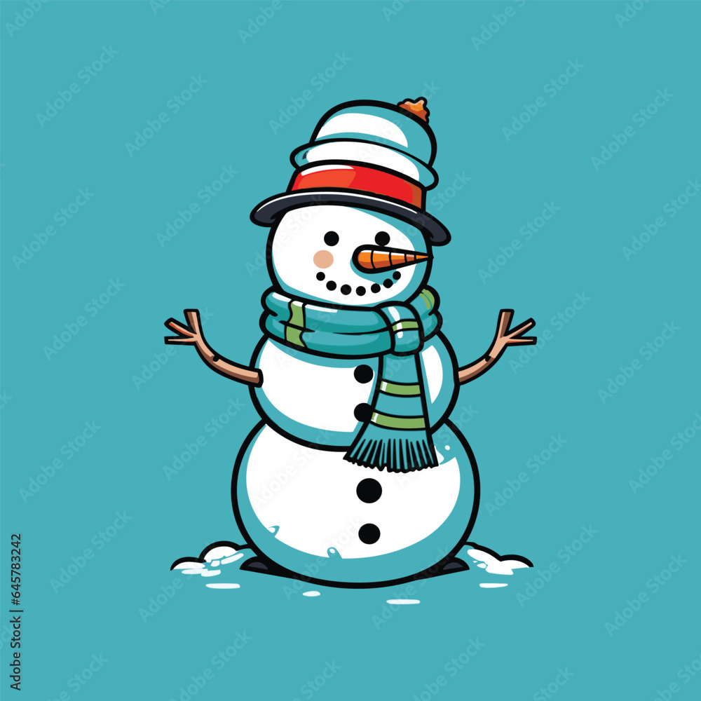 Vector Cartoon Snowman 