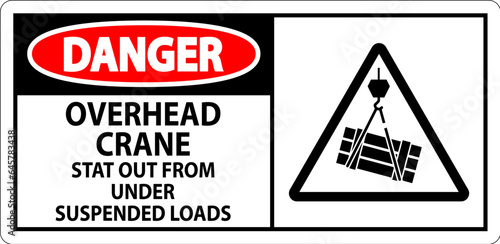 Danger Sign, Overhead Crane Suspended Loads