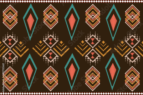  Ethnic abstract ikat art. Seamless pattern in tribal, folk embroidery, for carpets, wallpapers, garments, wrapping, fabrics, coverings, textiles and more
