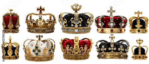 Set of 8 Crowns on a transparent background