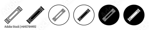 Sugar stick package icon. product packaging pouch sachet symbol. Powder paper wrapper slim packet vector.