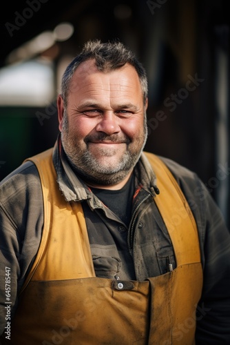 Candid natural close up outdoor portrait face of an average looking modern middle-aged farmer, - agriculture worker