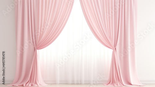 Pink Curtains Adorning a White Wall
