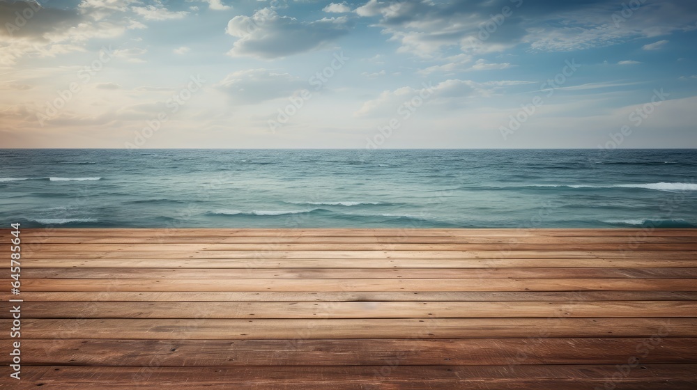 wooden pier on the beach - generative ai