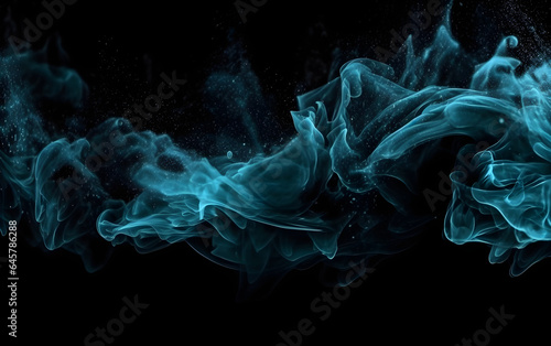 Abstract background with blue color glowing glitter fog wave, Generative AI