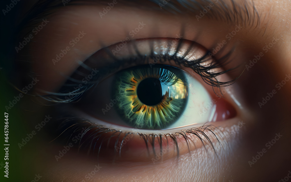 Fototapeta premium Close-up of a woman's eye, Generative AI