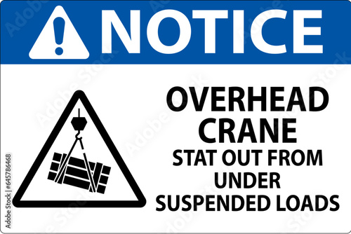 Notice Sign, Overhead Crane Suspended Loads