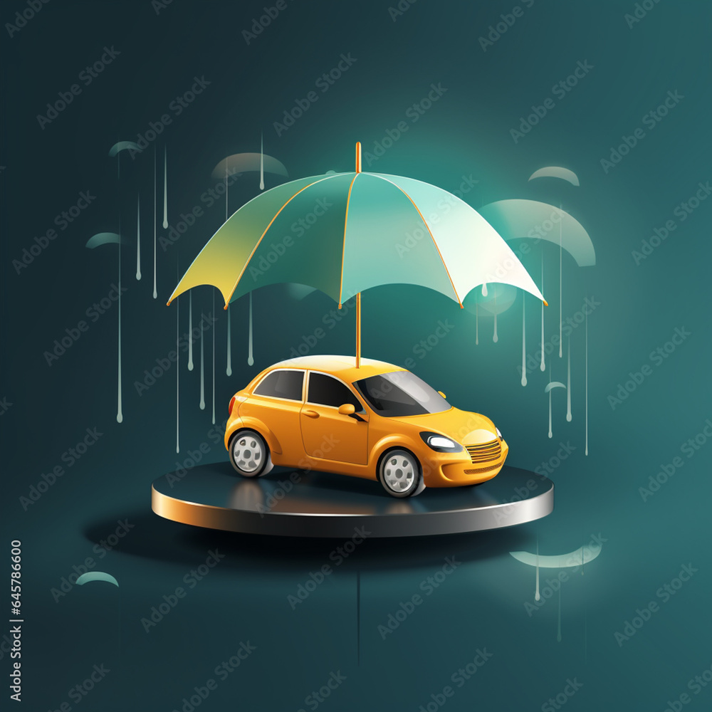 flat illustration car insurance. Ai Generative