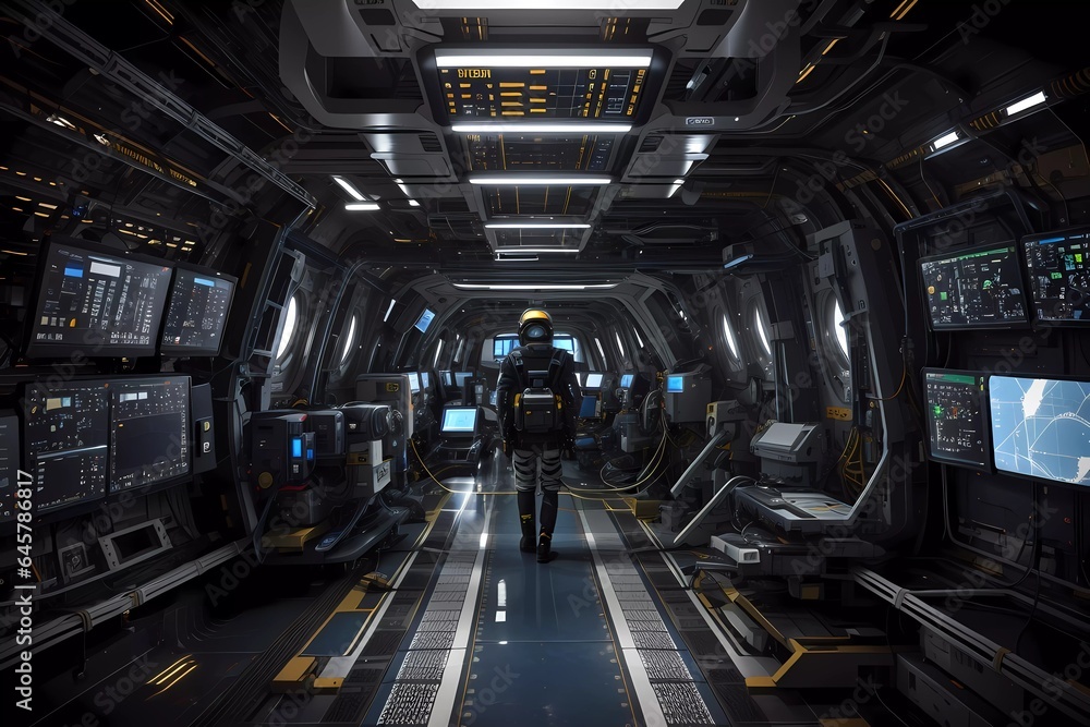 Naklejka premium future world technology using person