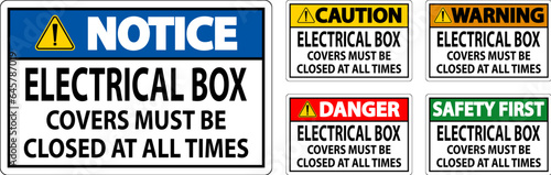 Danger Sign Electrical Box Covers Must Be Closed At All Times