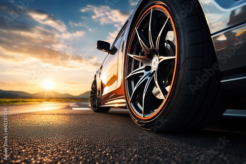 close up illustration of luxury car wheels.