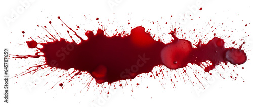 Dark Drops of blood, blood splash, blood spot. Isolated on Transparent background.

