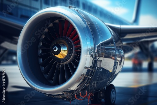 Close up of turbojet of aircraft, Turbo-jet engine of the plane.
