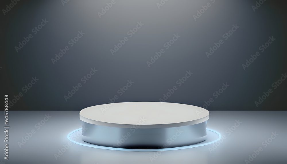 cosmetic container, 3D podium with architectural influences, round, empty, plate, object, Generative Ai cosmetic container, 3D podium with architectural influences, round, empty, plate, object, Generative Ai