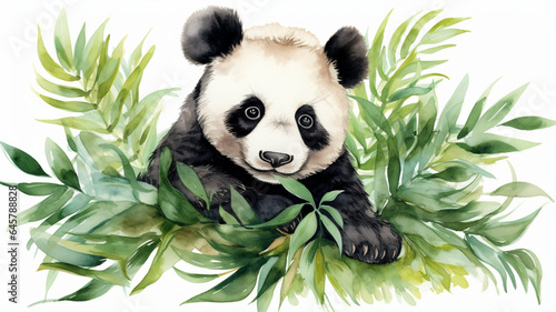 panda with bamboo photo