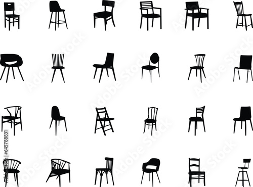 Wooden chairs silhouette, Chair silhouettes, Wooden modern chairs silhouette, Chair icon, Wooden chairs SVG, Wooden chairs vector set