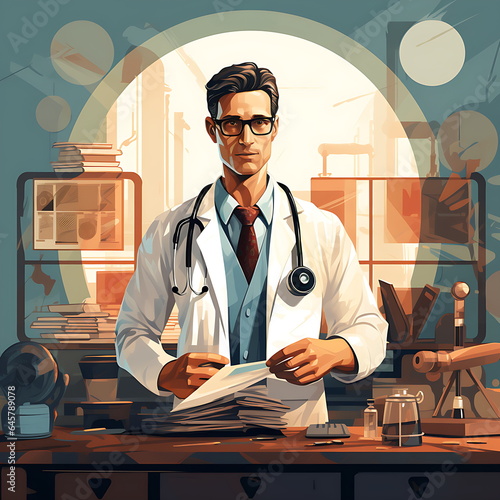 Research laboratory concept. Doctor Researching A New Treatments at medicine laboratorium. Generative AI