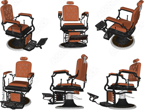 Vector sketch illustration of classic old retro barbershop chair design for collection stash