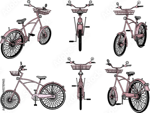 Vector sketch illustration of classic old retro bicycle design for collection stash