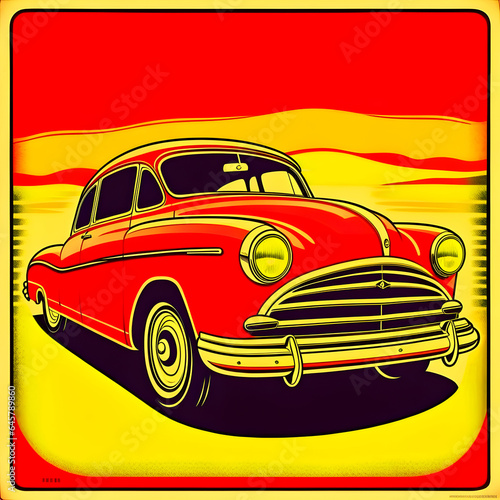 Retro old cars posters  Generative Ai