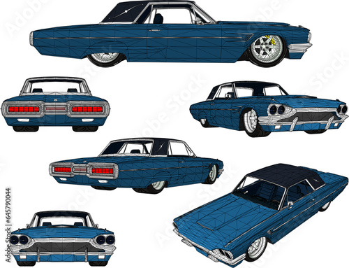 Vector sketch illustration of classic old retro luxury racing car design
