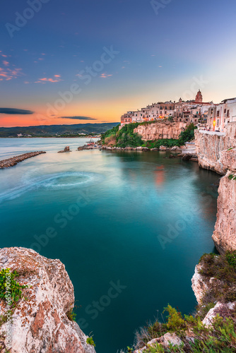 Sunset view of Vieste Gargano, Puglia, Italy