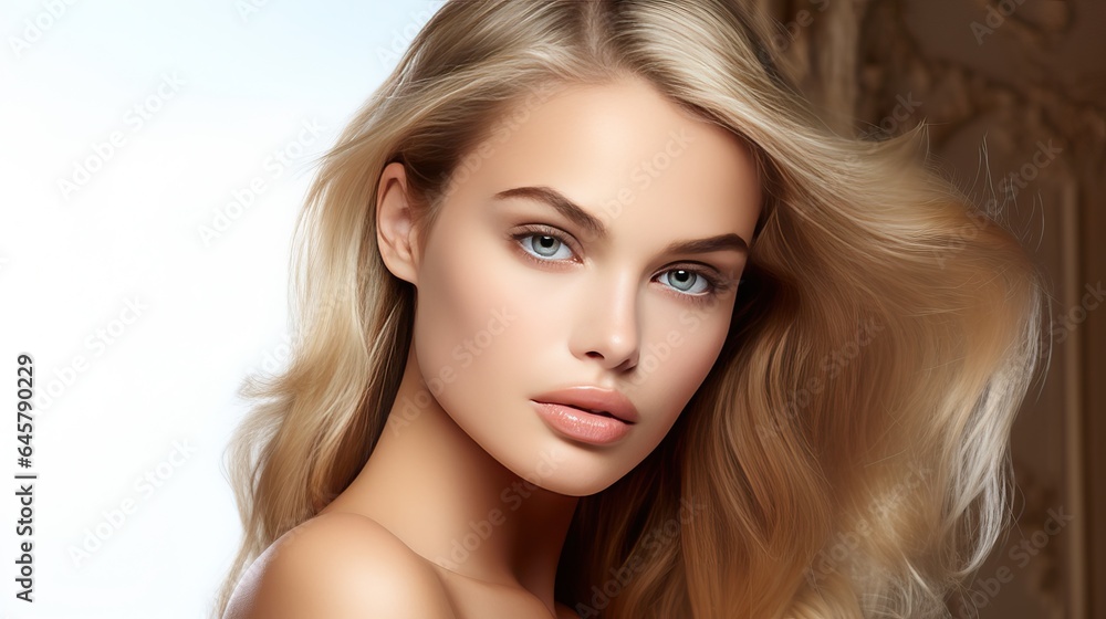 Beautiful woman, model for facial banner product Beautiful woman, model for facial banner product