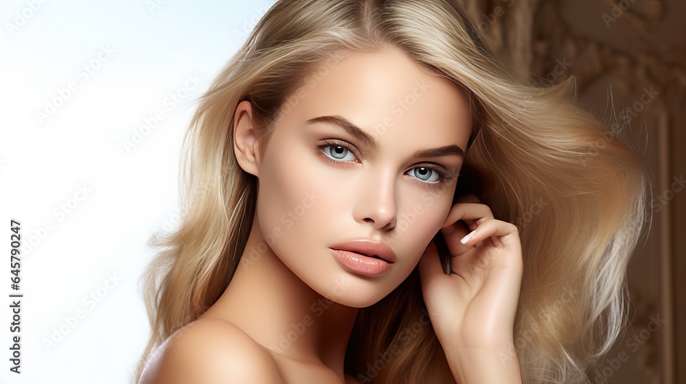 Beautiful woman, model for facial banner Beautiful woman, model for facial banner