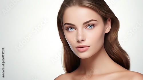 Beautiful woman, model for facial banner product
