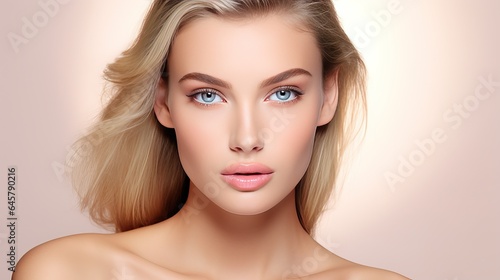 Beautiful woman, model for facial banner product