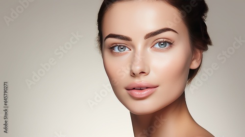 Portrait of a woman, beautiful model for facial banner