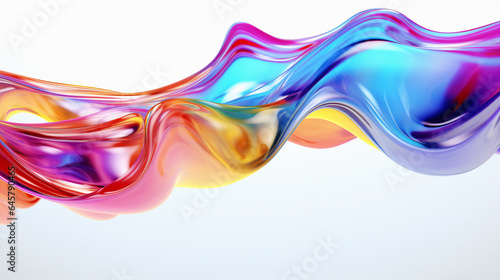 Multicolored paint splash on a white background. 3D conceptual illustration for digital art subject.
