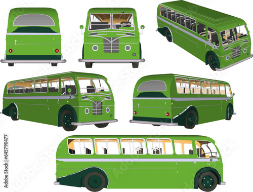 Vector sketch illustration of classic old retro minibus design for collection stash 