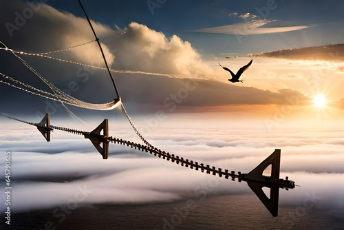 airplane flying over the sunset