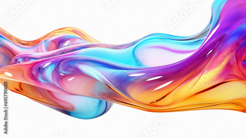 3d illustration of iridescent flowing cloth, multicolored gradient substance. Abstract holographic background.