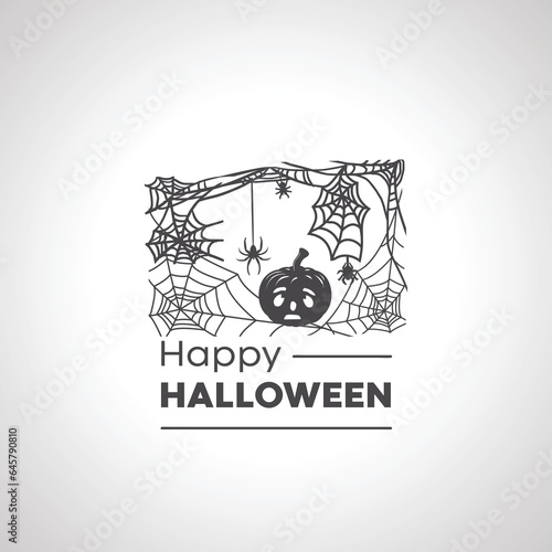 happy halloween icon. spider web with pumpkin icon