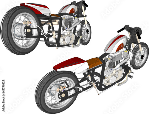 Vector sketch illustration of classic old retro racing bike design for racer collection stash