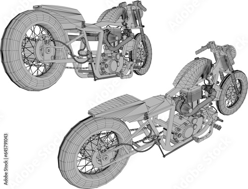 Vector sketch illustration of classic old retro racing bike design for racer collection stash