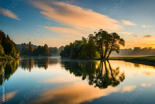 sunset over the river