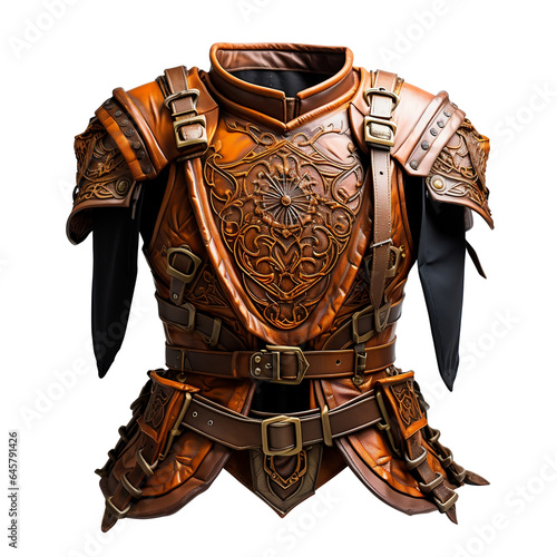 Steampunk Leather medieval top or armor. Isolated on transparency.
