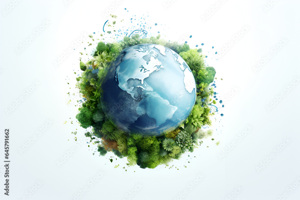 Invest in our planet. Earth day concept background. Ecology concept on white background. Generative AI