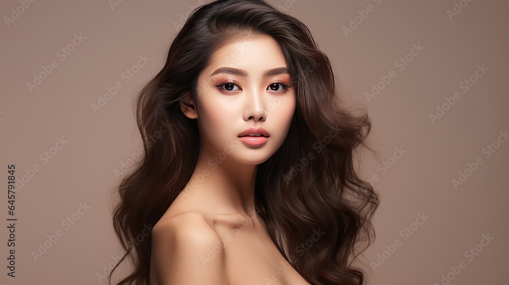Asian model, beautiful woman pose for facial banner Asian model, beautiful woman pose for facial banner