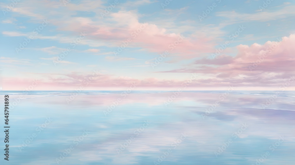 Obraz premium View Of The Sea Horizon And Serene Ocean Sky Background Beach Sky Wallpaper Ocean Horizon Sky Over Ocean Calm Seascape With Sky Ai Generative