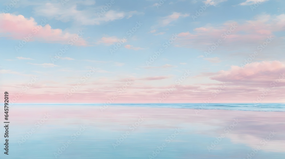 Obraz premium View Of The Sea Horizon And Serene Ocean Sky Background Beach Sky Wallpaper Ocean Horizon Sky Over Ocean Calm Seascape With Sky Ai Generative
