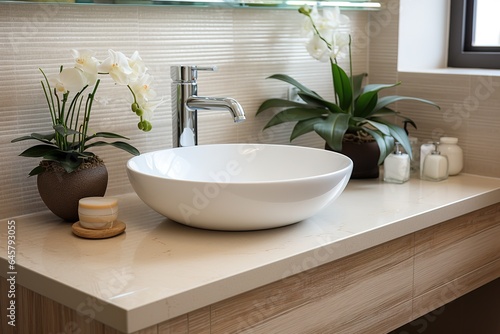 Spacious apartment - Modern wash basin in new bathroom interior