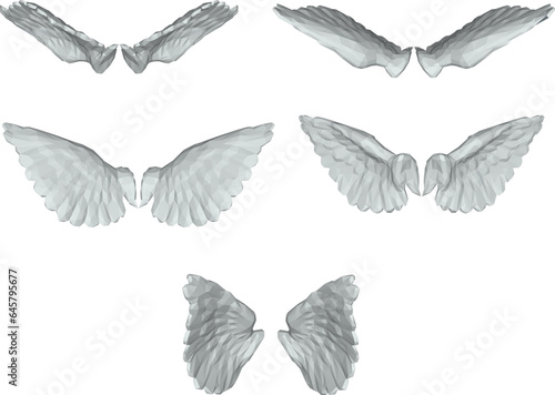 Vector sketch illustration of little angel wings in flight