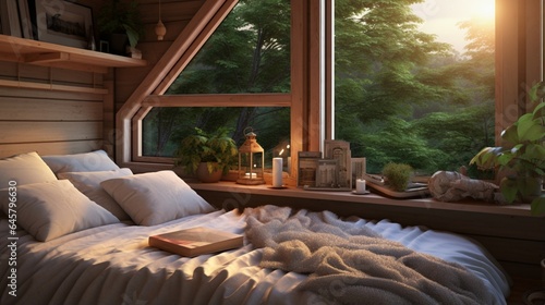 A bedroom with a cozy window nook for relaxation © MuhammadHamza