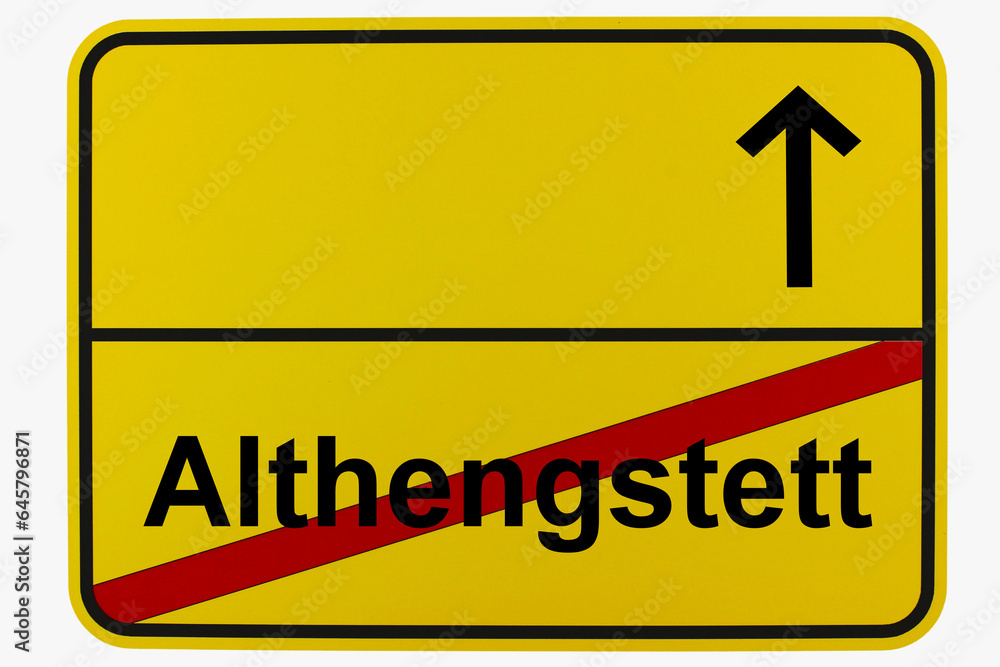 Illustration eines Ortsausgangsschildes von Althengstett in Baden-Württemberg Illustration eines Ortsausgangsschildes von Althengstett in Baden-Württemberg